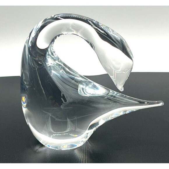 Marcolin Swedish Crystal Swan Art Glass Signed Hand Blown Murano Styled Glass - Picture 4 of 16
